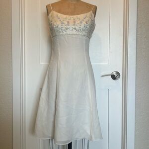 White floral embroidery midi dress formal